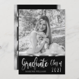 Convite Classe de formando de 2021 Silver Black and White