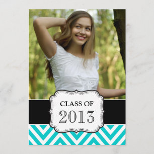 CONVITE CLASSE DE FORMANDOS DE 2013 AQUA TEAL CHEVRON