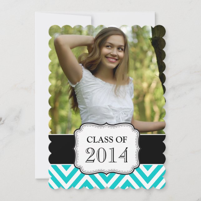 CONVITE CLASSE DE FORMANDOS DE 2014 AQUA TEAL CHEVRON (Frente)