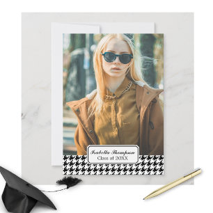 Convite Classe de Foto da Graduação Trendy Houndstooth e