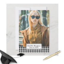 Classe de Foto de Graduação Trendy Houndstooth de 
