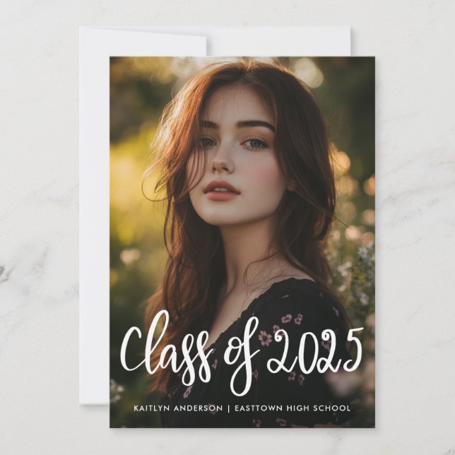 Convite Classe De Foto Do Formando De Script Casual 2025 (Frente)