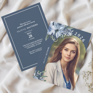 Convite Classe de Foto Personalizada de Rosa Azul Dusty 20