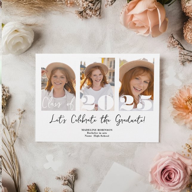 Convite Classe de Fotografia da Festa de formatura 5 do Sc (Modern Script Graduation Party 5 Photo Class Invitation)