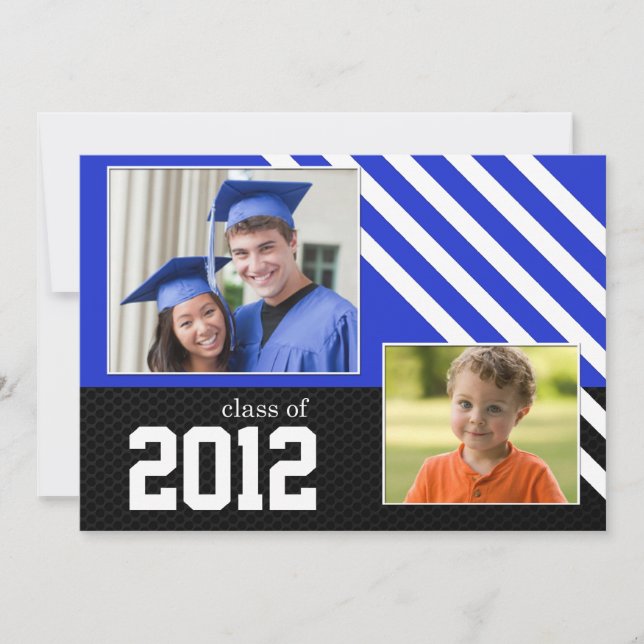 Convite Classe de graduação azul de preto e branco em 2012 (Frente)