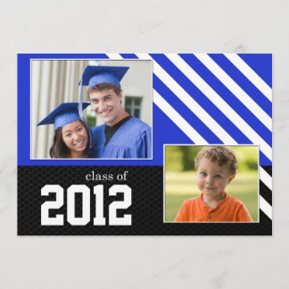 Convite Classe de graduação azul de preto e branco em 2012