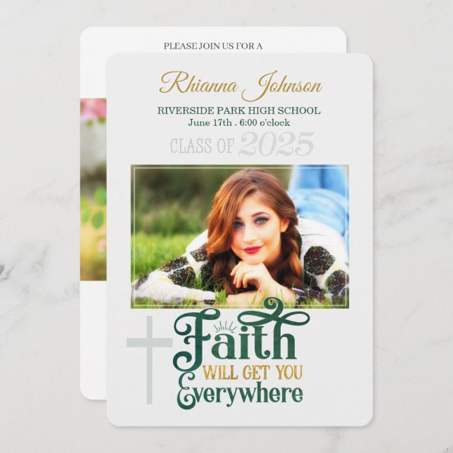 Convite Classe de Graduação Cristã Religiosa de Foto 2022 (Frente/Verso)