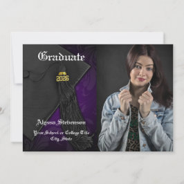 Convite Classe de Graduação de Foto em Tassel Púrpura 2025
