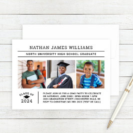 Convite Classe de Graduação de Foto White 3, Formando 2025