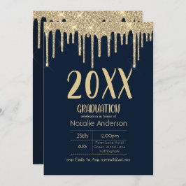 Convite Classe de Graduação de Glitter de Drill do Moderno