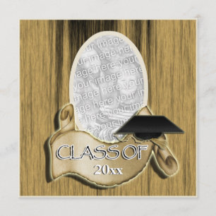 Convite Classe de graduação de madeira elegante com foto