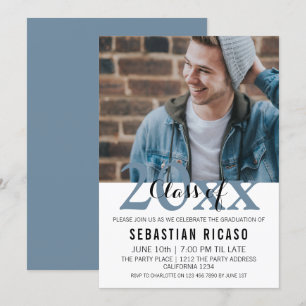 Convite Classe de Graduação de Personalizado Moderno (Azul