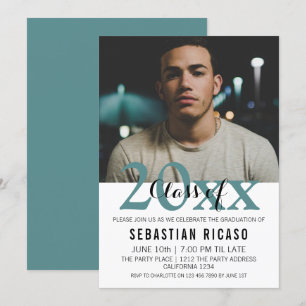 Convite Classe de Graduação de Personalizado Moderno (Teal