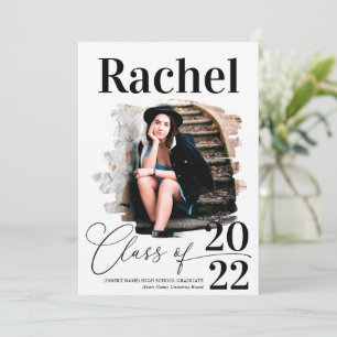 Convite Classe de Graduação de Tipografia Branca Elegante