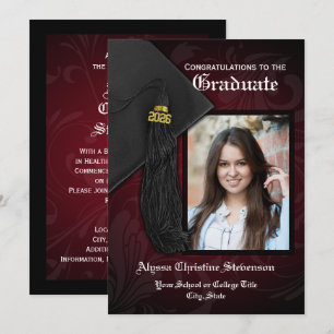 Convite Classe de Graduação Digna de Maroon Tassel 2022