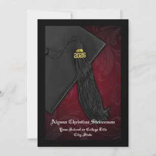 Convite Classe de Graduação Digna de Maroon Tassel 2025