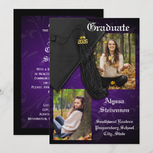 Convite Classe de Graduação Digna de Tassel Roxo 2022