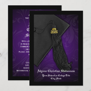 Convite Classe de Graduação Digna de Tassel Roxo 2025