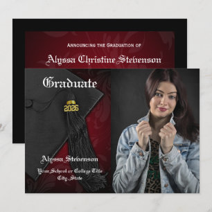 Convite Classe de Graduação Digna de Tassel Vermelho 202