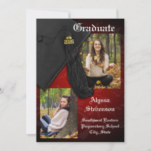 Convite Classe de Graduação Digna de Tassel Vermelho 2025