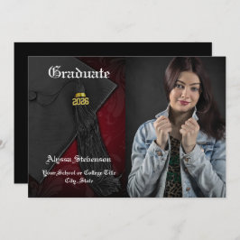 Convite Classe de Graduação Digna de Tassel Vermelho 2025