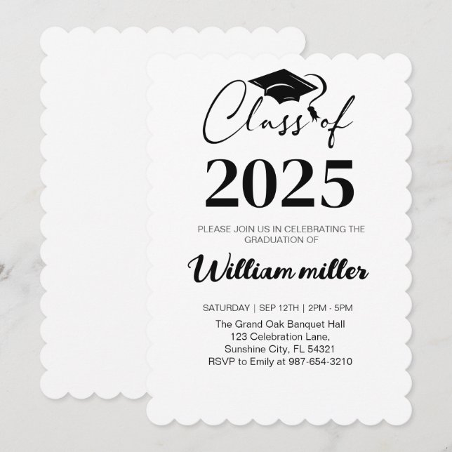 Convite Classe de graduação do segundo grau de 2025,forman (Frente/Verso)