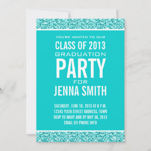 CONVITE CLASSE DE MENINAS DE FOTO DE 2013, TEAL GLITTER, F