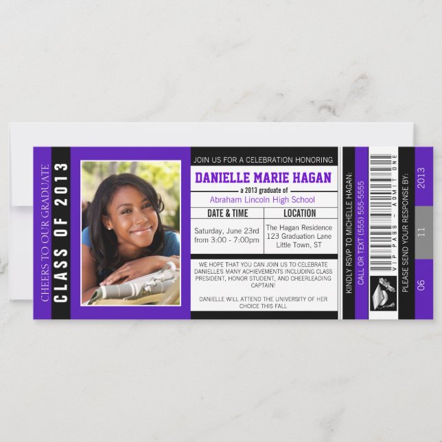 Convite Classe do bilhete 2013 da admissão do VIP da (Frente)