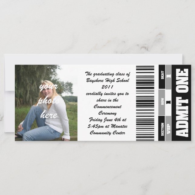 Convite classe do bilhete de fotografia de 2011 (Frente)