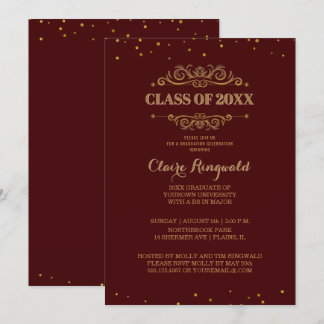 Convite Classe Dourado marrom elegante da festa de