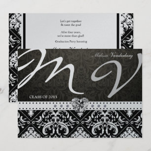 Convite Classe Elegante Black / Siilver Damask de 2013