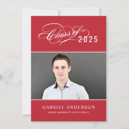 Convite Classe Elegante da Festa de formatura Vermelha I d