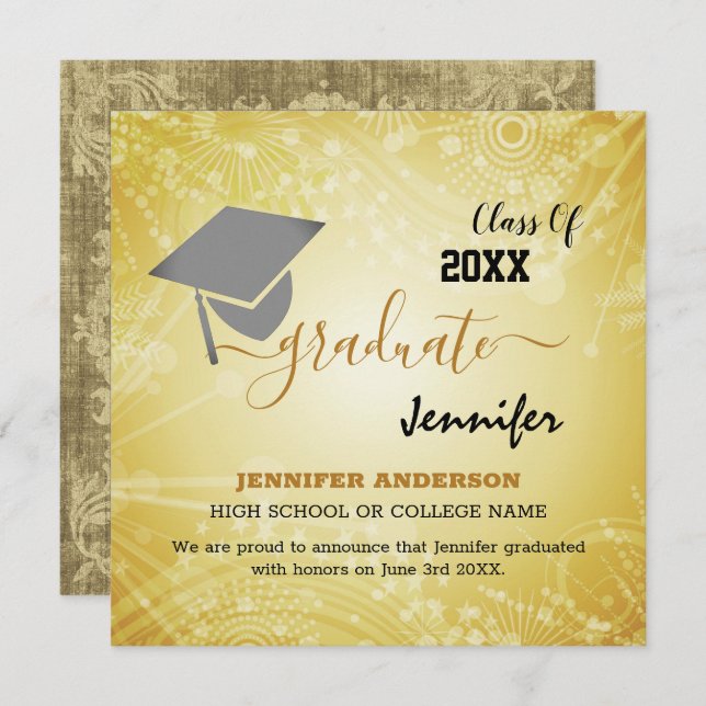 Convite Classe Elegante de 20XX, Foto, Graduação Topper (Frente/Verso)