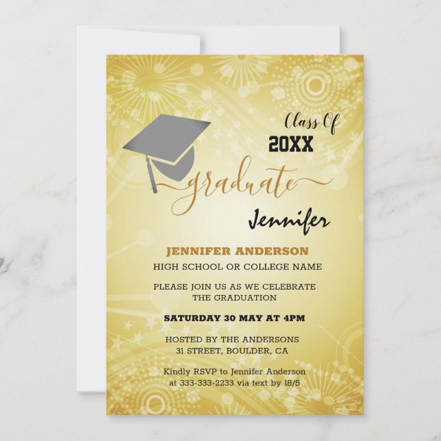 Convite Classe Elegante de 20XX, Foto, Graduação Topper (Frente)