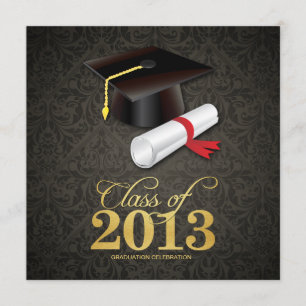 Convite Classe Elegante de Damasco de 2013 Graduação com