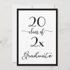 Convite Classe Elegante De Festa de formatura Branca Preta