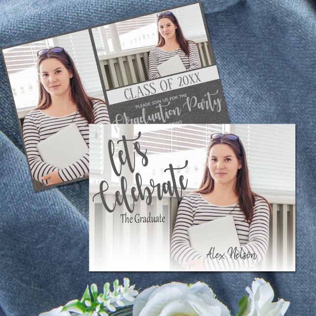 Convite Classe Elegante De Festa de formatura Fotográfica  (Elegant Class Of 2024 photo Graduation Party Invitation)