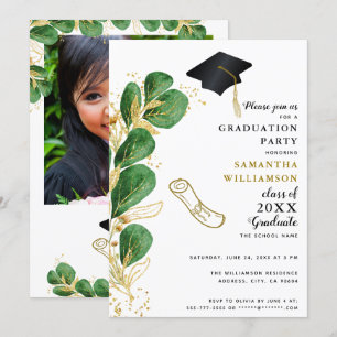 Convite Classe Elegante de Graduação em Foto Greenery 2025