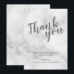 Convite Classe Elegante Mármore Branco Agradecimento de Ca<br><div class="desc">Cartão de Agradecimento de Casamento em Mármore Branco Classe Elegante

com título em fonte de letra manuscrita moderna cinza e texto em fonte sans serif moderna cinza sobre fundo de mármore branco.</div>