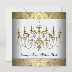 Convite Classe Festa de Sweet Sixteen com Lustre de Ouro