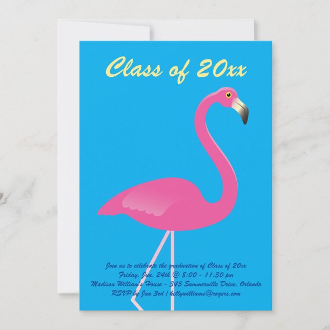 Convite Classe Flamingo de Festa de formatura de 2019 - Az (Frente)