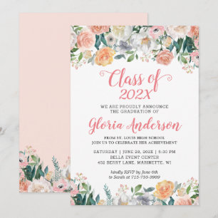 Convite Classe Floral de Bloom de Rosas de Jardim de Gradu
