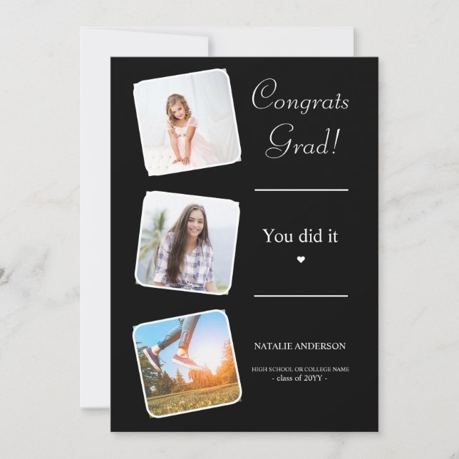 Convite Classe formando Preta e Branca de Graduação 2023 (Frente)