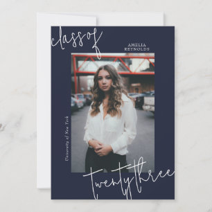 Convite Classe Minimalista Azul Moderna de Graduação 2024