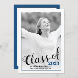 Convite Classe Moderna de 2023, script clássico, foto azul