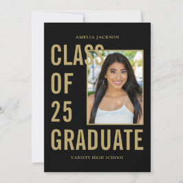 Convite Classe Moderna De 25 Festas de formatura Pretas E 