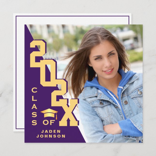 Convite Classe moderna de Festa de formatura FOTO de Forma (Frente/Verso)