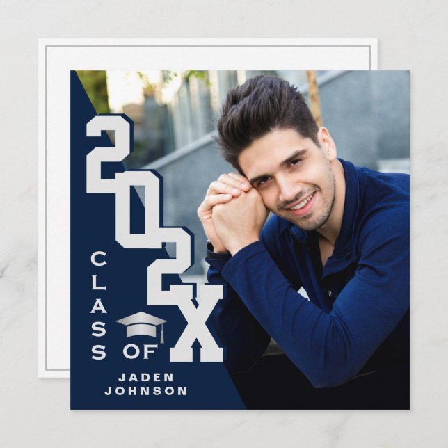 Convite Classe moderna de Festa de formatura FOTO de Forma (Frente/Verso)
