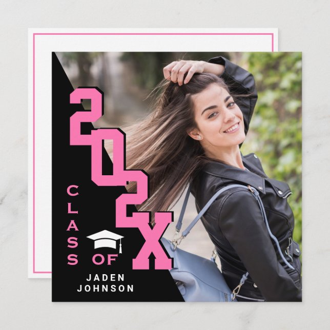 Convite Classe moderna de Festa de formatura FOTO de Forma (Frente/Verso)