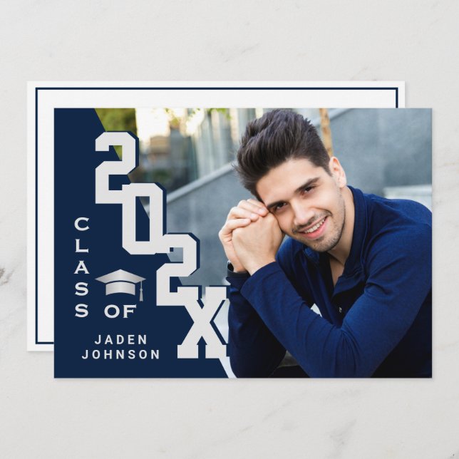 Convite Classe moderna de Festa de formatura FOTO de Forma (Frente/Verso)